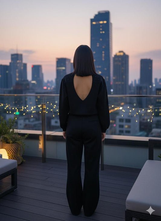 Premium Black 2-Piece Sweatshirt & Trouser Set