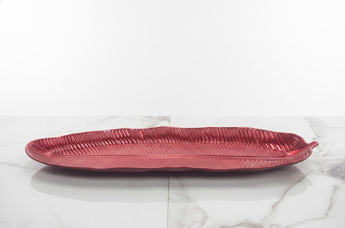 Elegant Tropical Banana Leaf Decorative Serving Platter – 20" x 6.5"