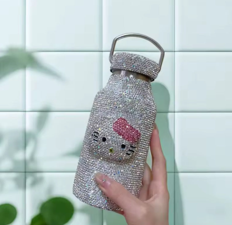 Hello Kitty Luxury 350ml Rhinestone Insulated Cup – Bedazzled Kawaii Portable Bottle