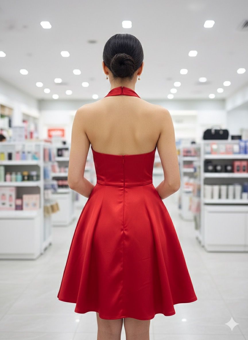 Satin Cupcake Dress with Bowtie Belt