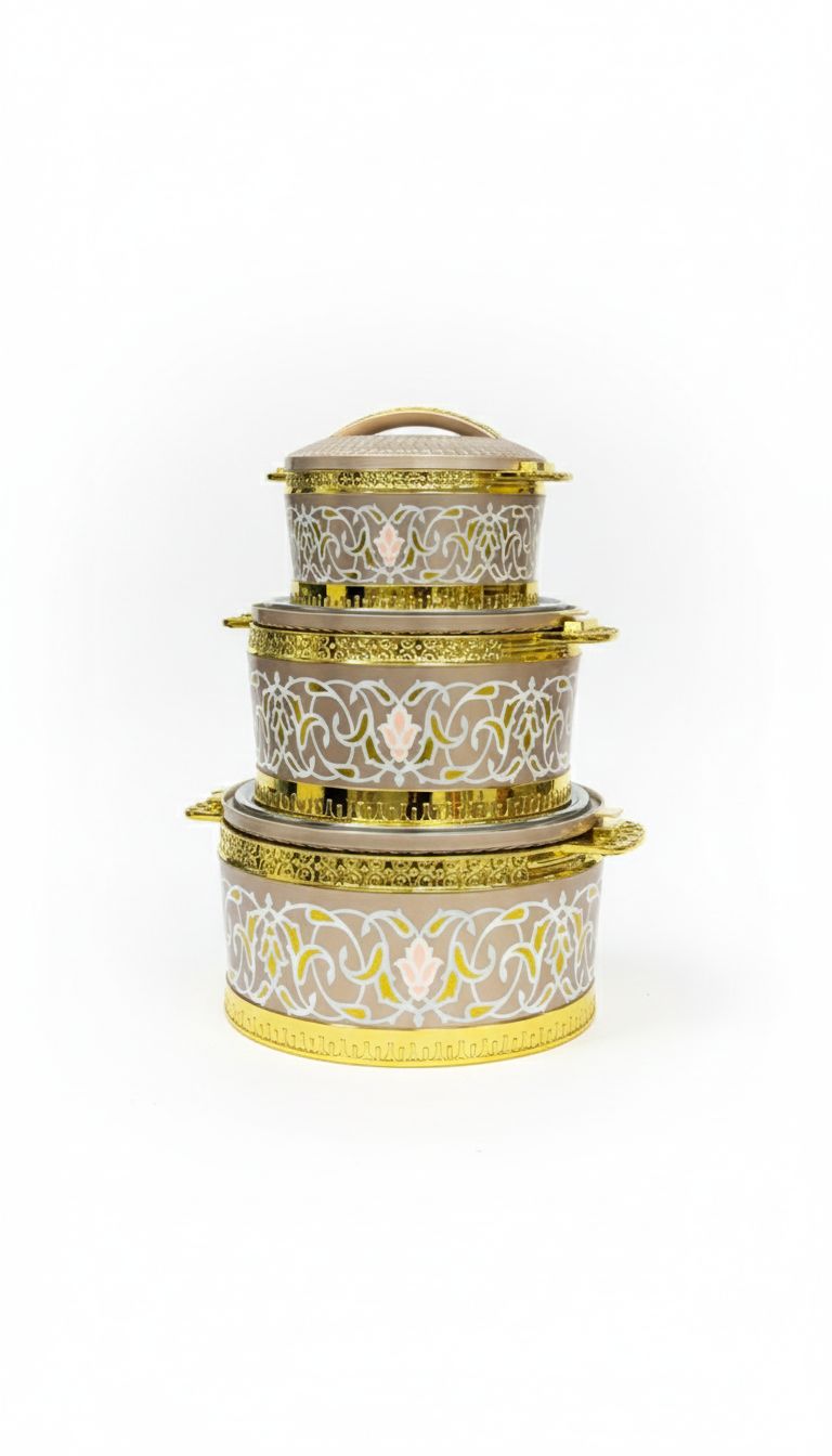 3-Pc Insulated Hot Pot Set – Stainless Steel Casserole Food Warmers (2L, 4.2L, 6.3L)