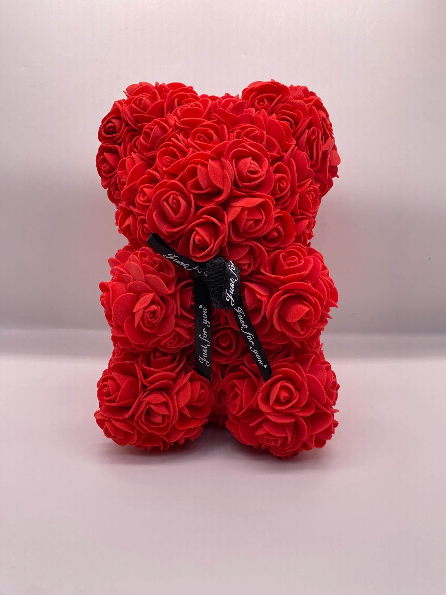 Artificial Red Rose Bear: The Perfect Long-Lasting Valentine’s Day Gift for Wife or Girlfriend – 25cm Luxury Flower Bear with Ribbon