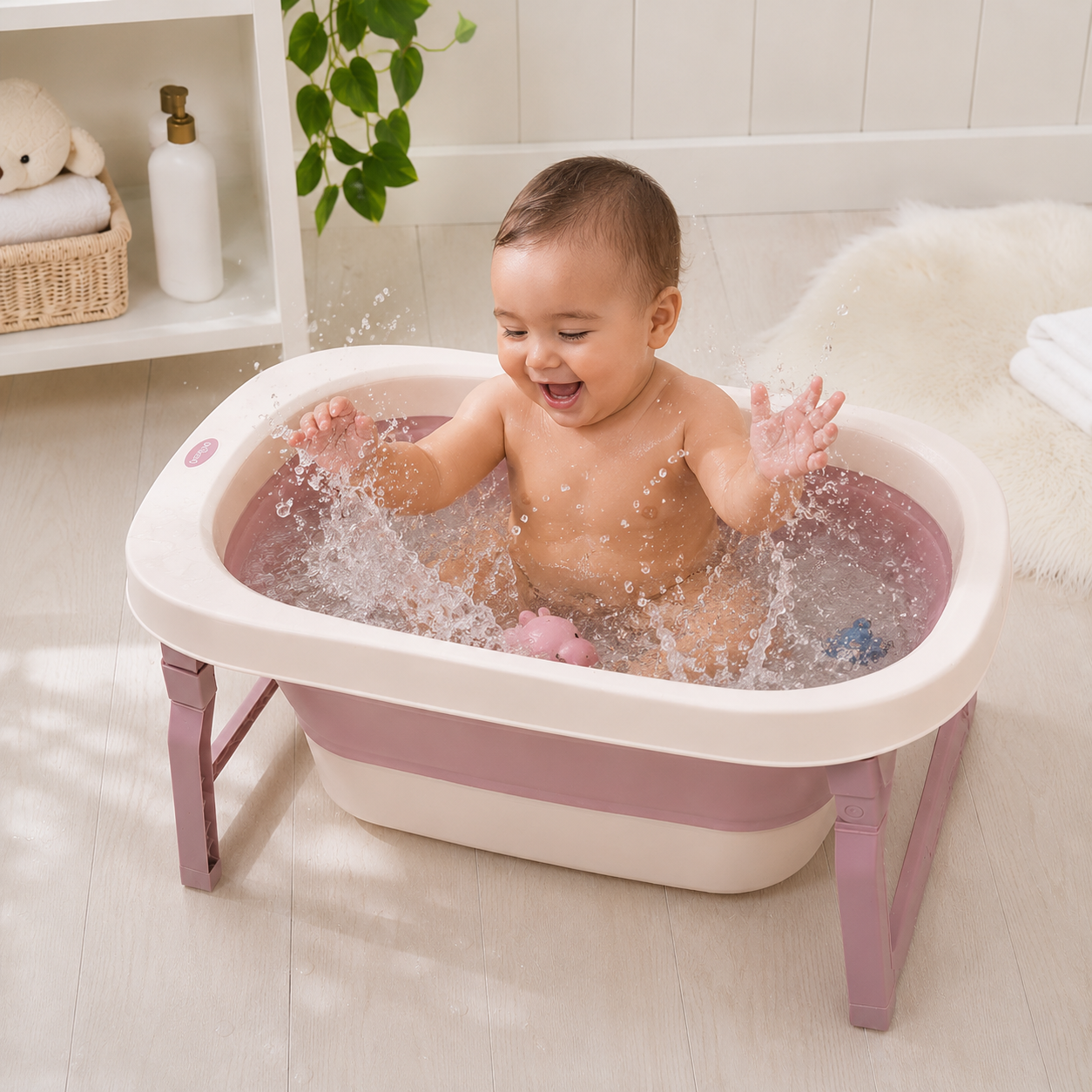 Foldable Baby Bathtub with Removable Baby Seat