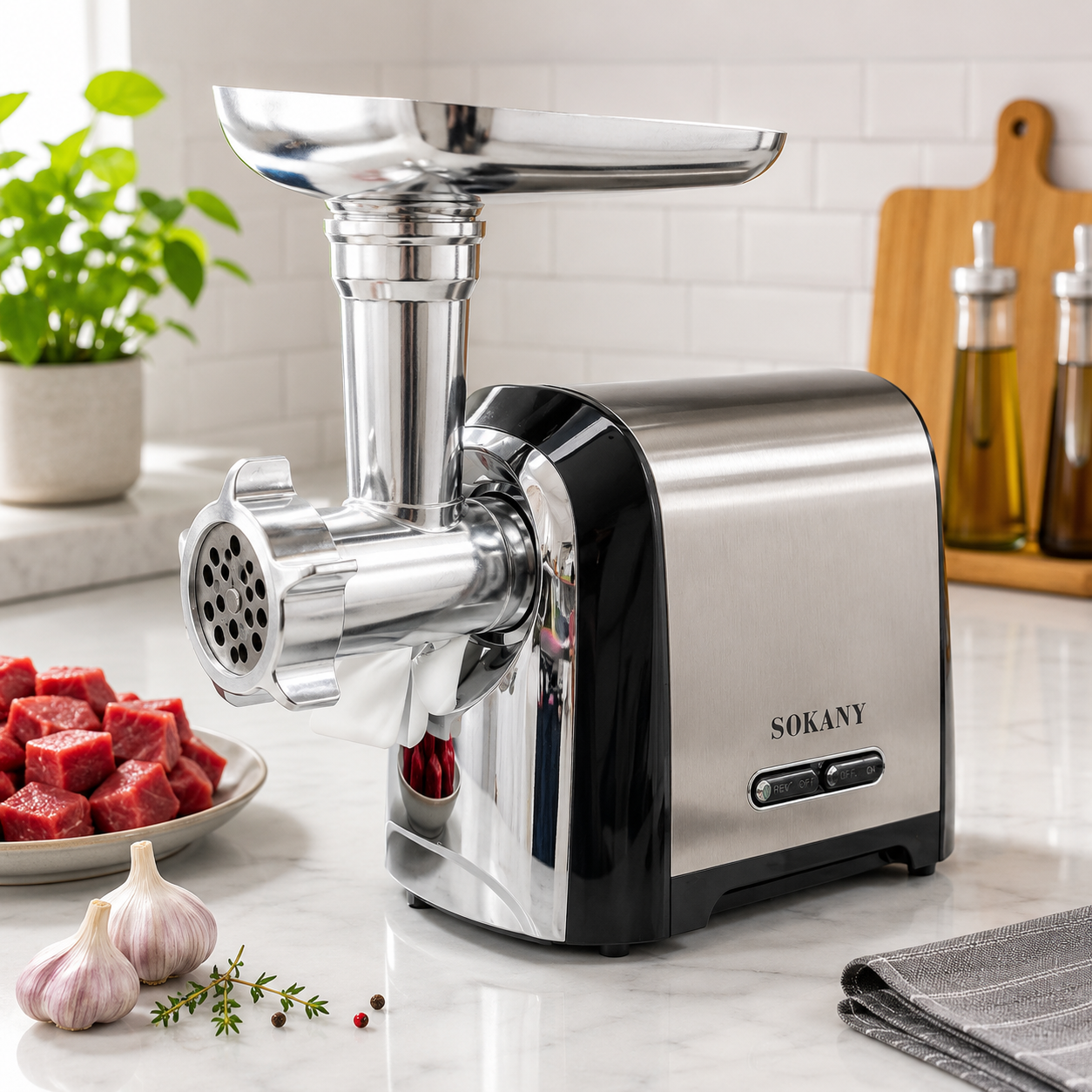 SOKANY Electric Meat Grinder & Mincer Machine – Stainless Steelm