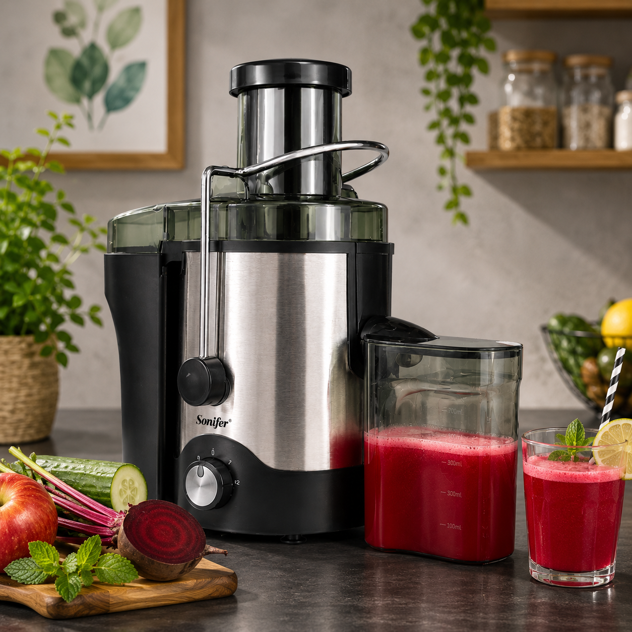 Sonifer Stainless Steel Centrifugal Juicer Machine – High-Speed Fruit & Vegetable Juice Extractorm