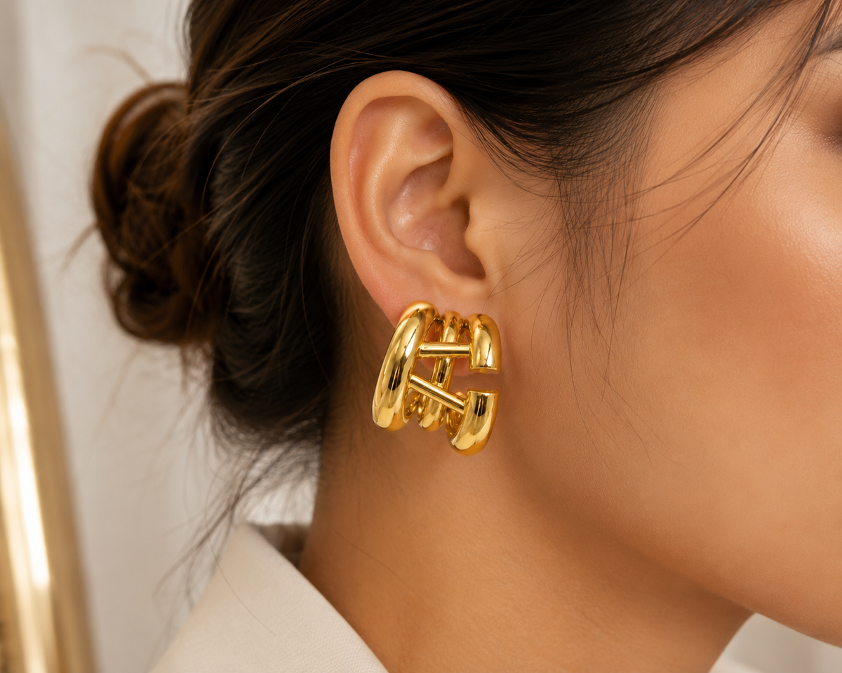 Bold Interlocking Statement Stud Earrings