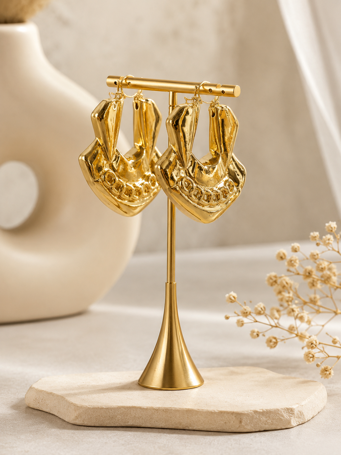 Bold Sculpted Gold Statement Earrings #5
