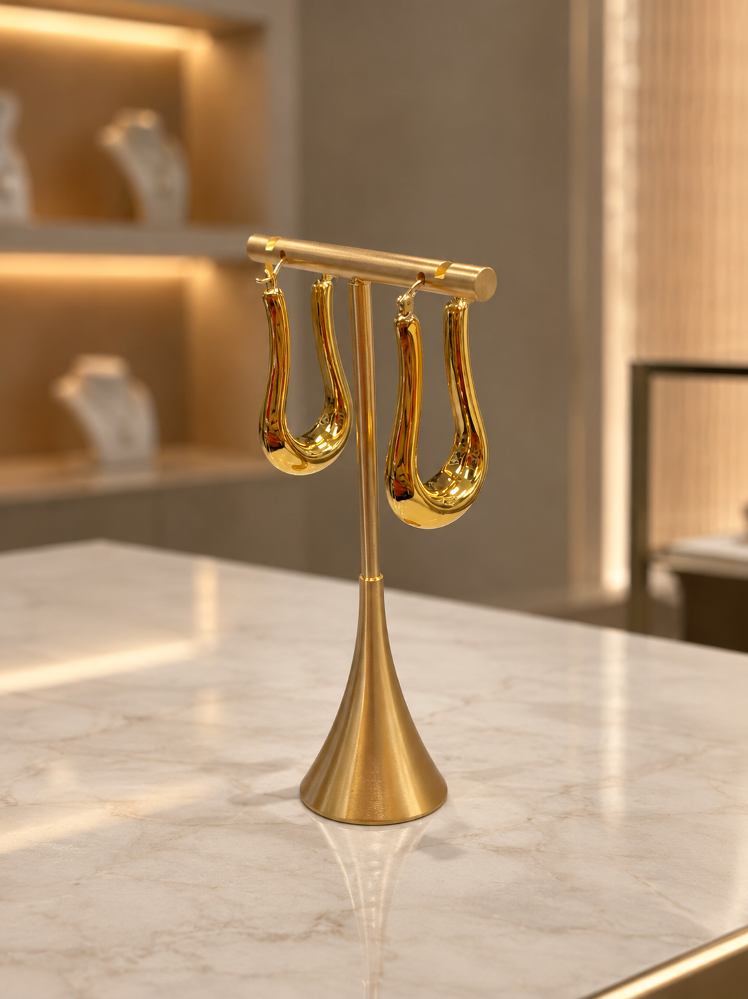 Modern Sculptural Gold Hoop Earrings #6