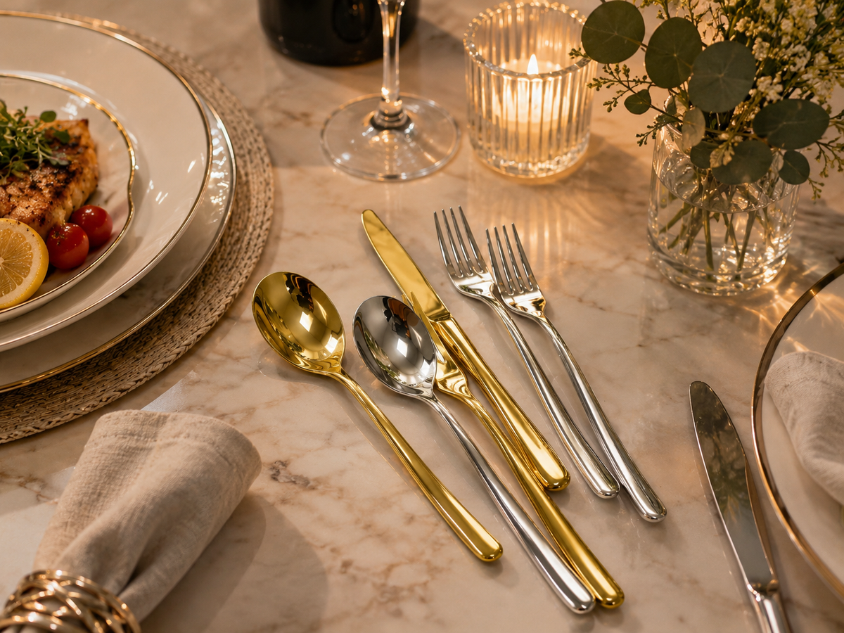 Modern Stainless Steel Dinner Spoon – Premium Flatware for Everyday & Elegant Dining | Gold or Silver