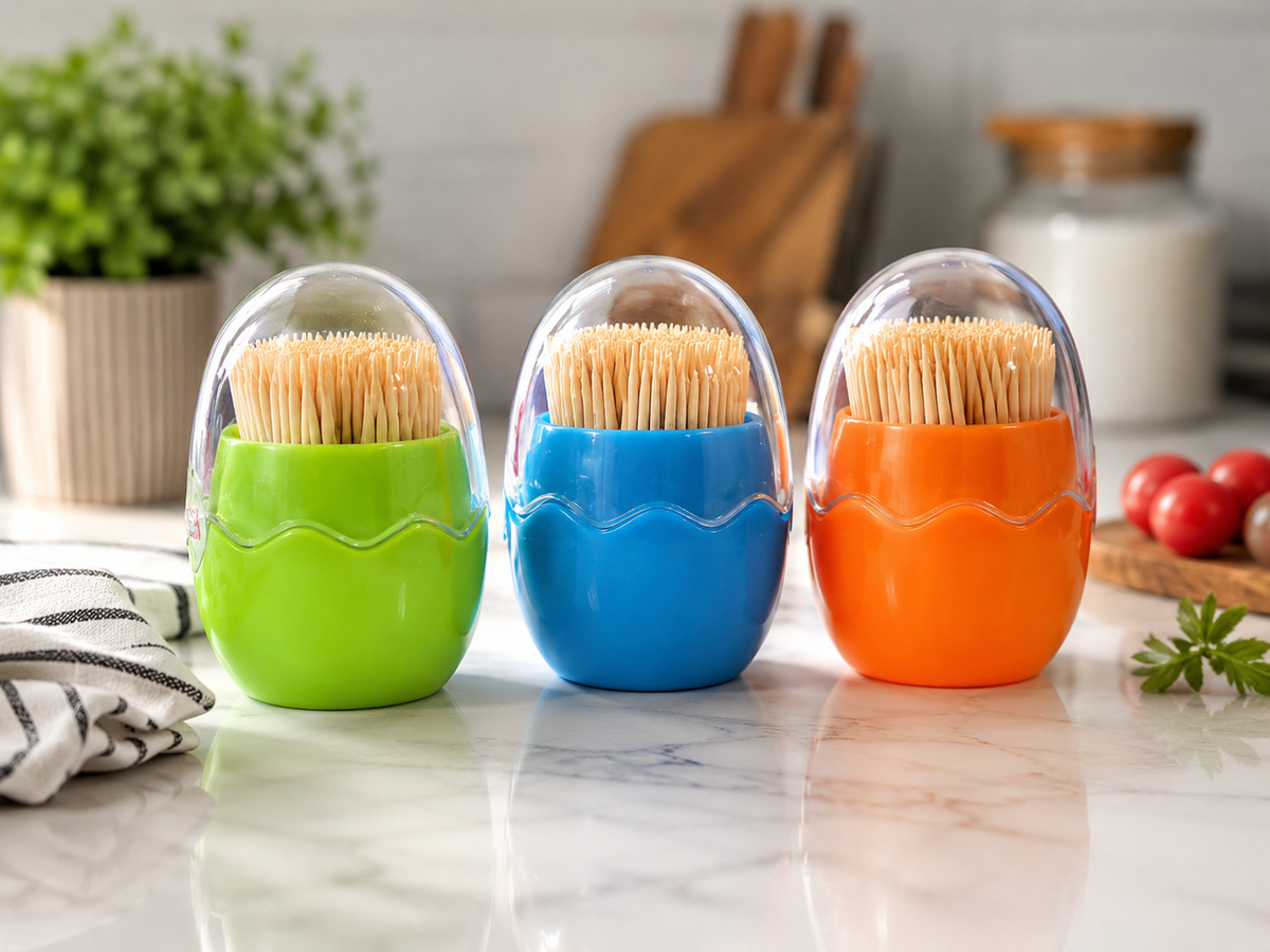 Portable Plastic Toothpick Holder with Transparent Dust Cover | Hygienic Toothpick Dispenser for Home & Dining