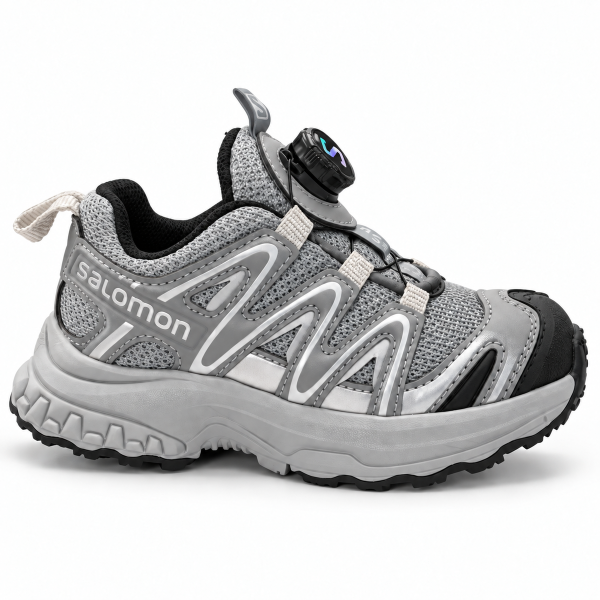 Kids’ Grey Trail-Style Sneakers with Dial Closure – Size 9C