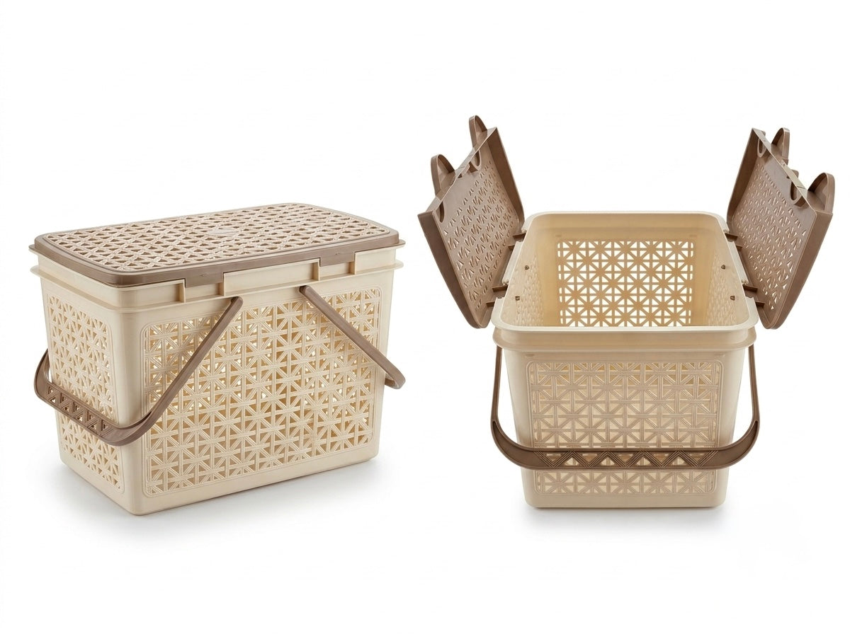 Woven Split Lid Picnic Basket