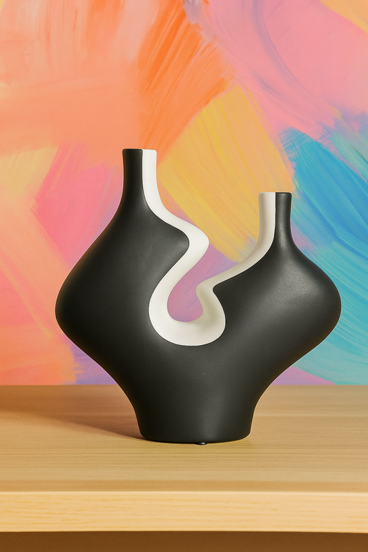 Unique Abstract Clay Vase – Handcrafted Modern Pottery