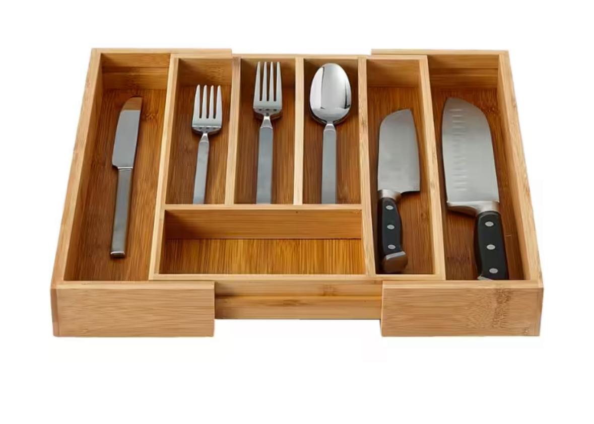 Bamboo Cutlery Organizer Tray – 17.5" x 12.7"