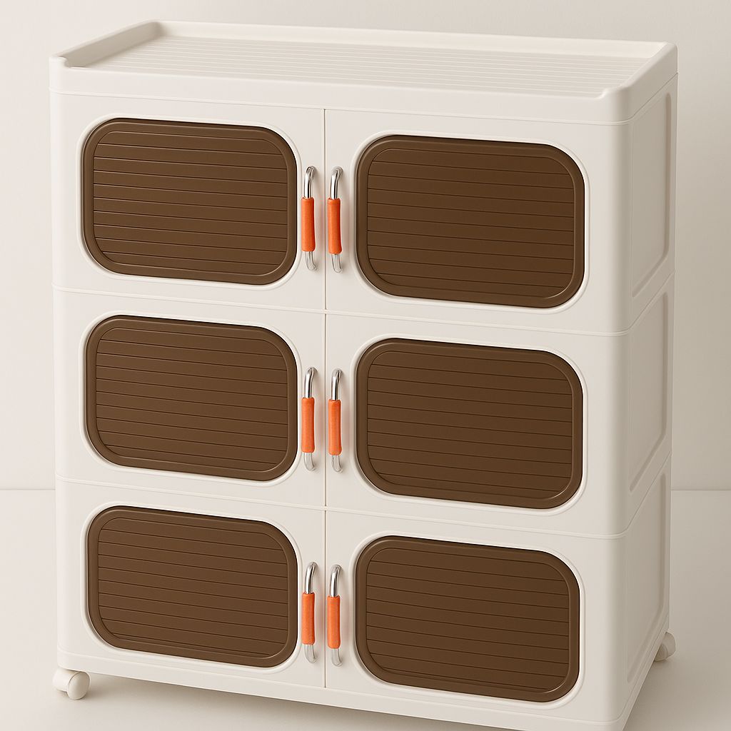 Multi-Layer Folding Storage Cabinet β Compact Organizer Shelf for Home Use