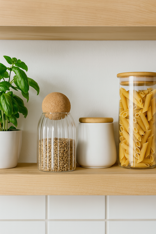 Minimalist Glass Storage Bottles with Cork Lid
