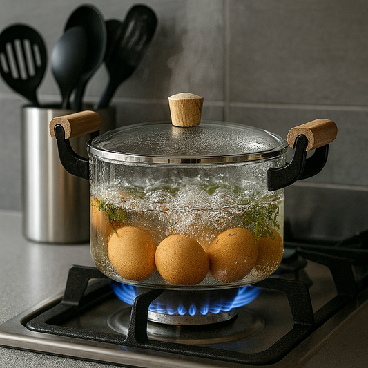 High-Temperature Resistant Glass Pot with Wooden Handle – 3.5L