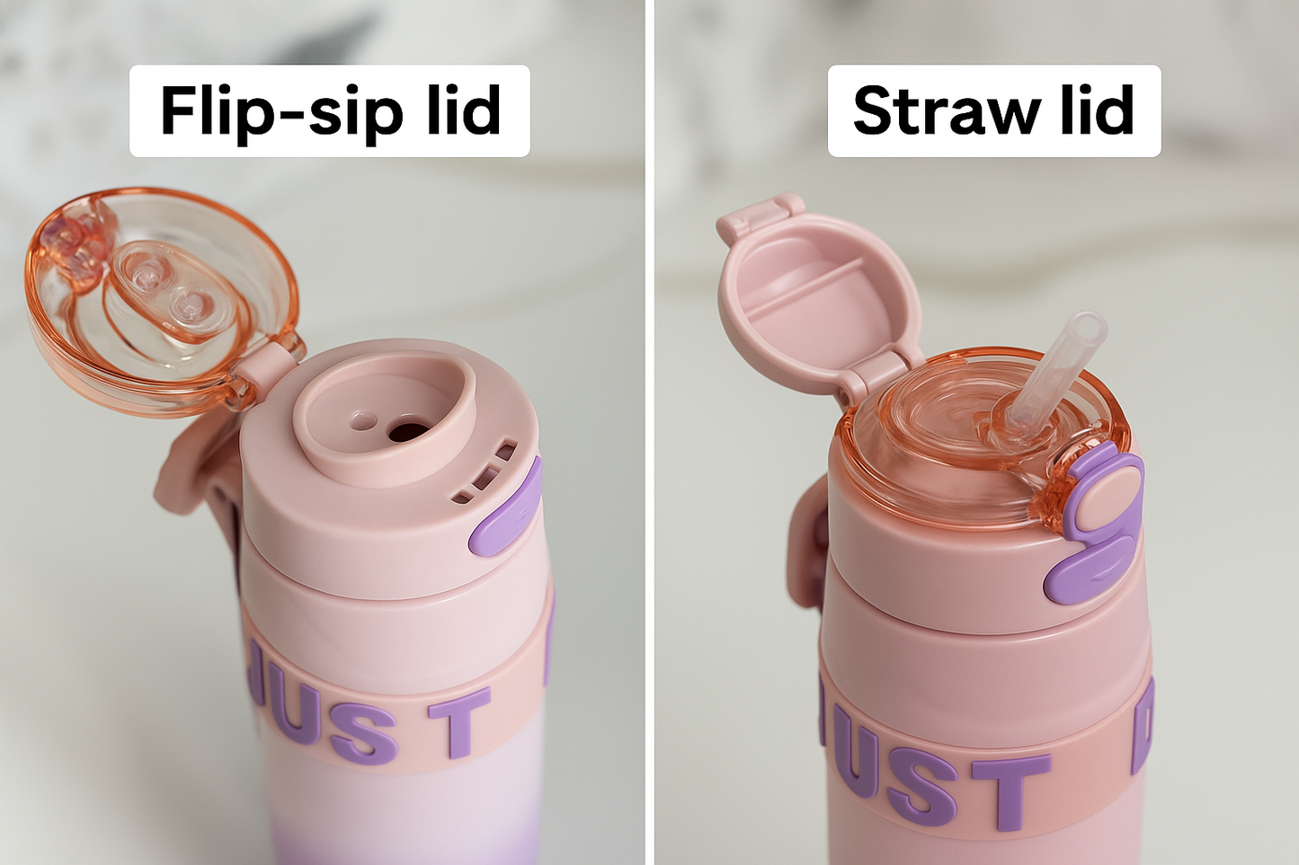 Gradient "Just Do It" Water Bottles with Multiple Lids – Stylish & Functional Hydration