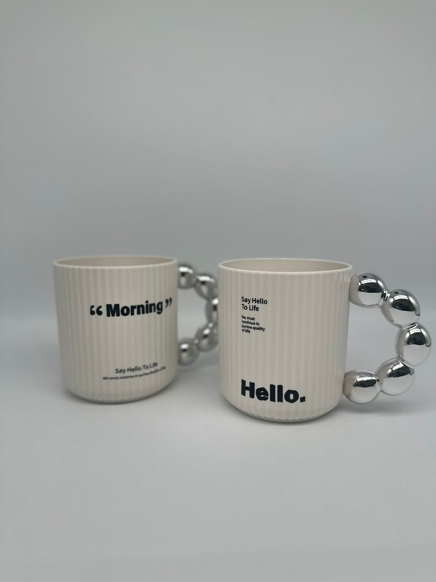 Stylish Morning & Hello Plastic Mug Set – 350ml