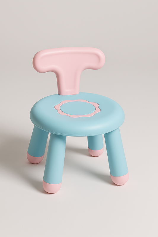 Pastel Paw Kids Chair – 16.4" Toddler Seat with Backrest, Blue & Pink