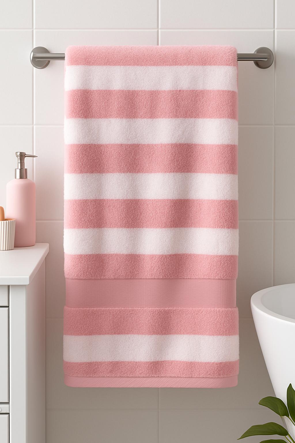 Luxury Spa-Inspired two-colour Striped Bath Towel Set – Soft, Absorbent & Stylish