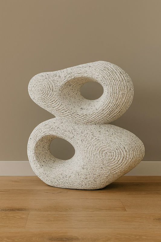 25” Textured Abstract Pottery Sculpture – Modern Hollow Art Decor