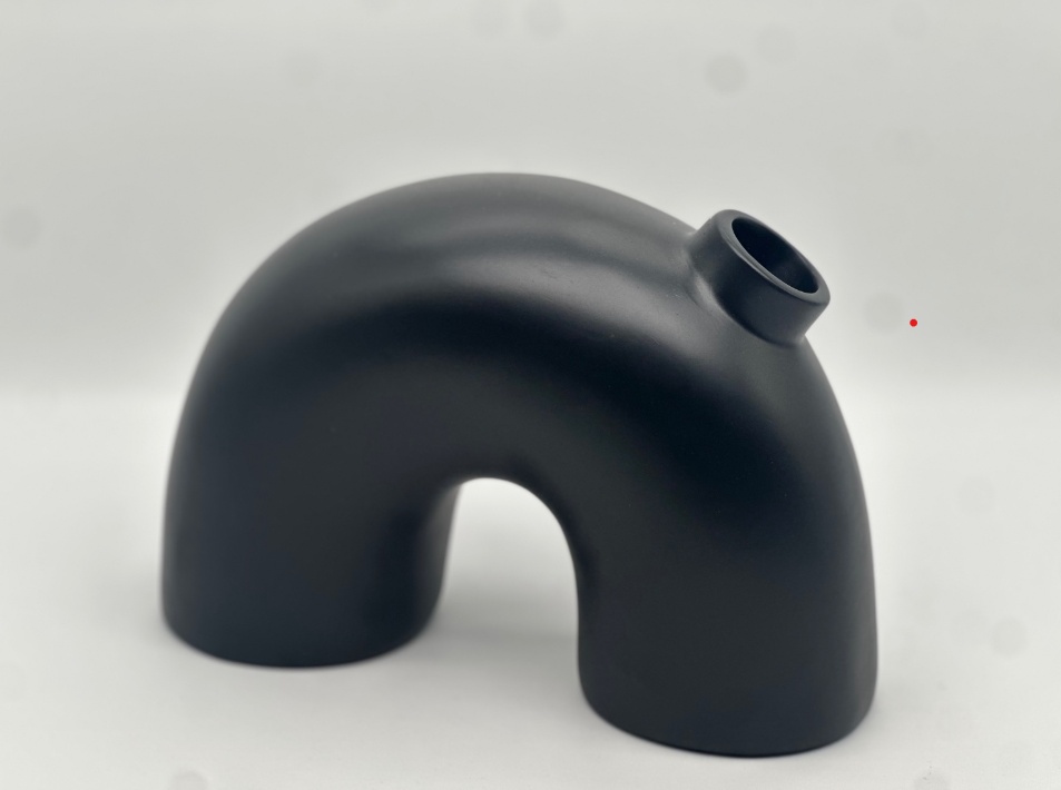 Modern Arch Resin Vase – Matte Black, 6" Tall