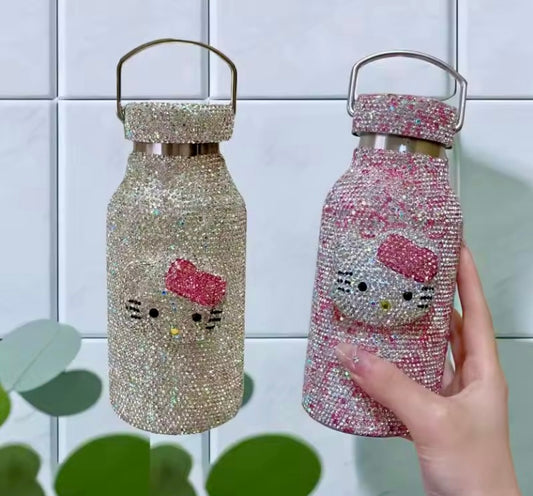 Hello Kitty Luxury 350ml Rhinestone Insulated Cup – Bedazzled Kawaii Portable Bottle