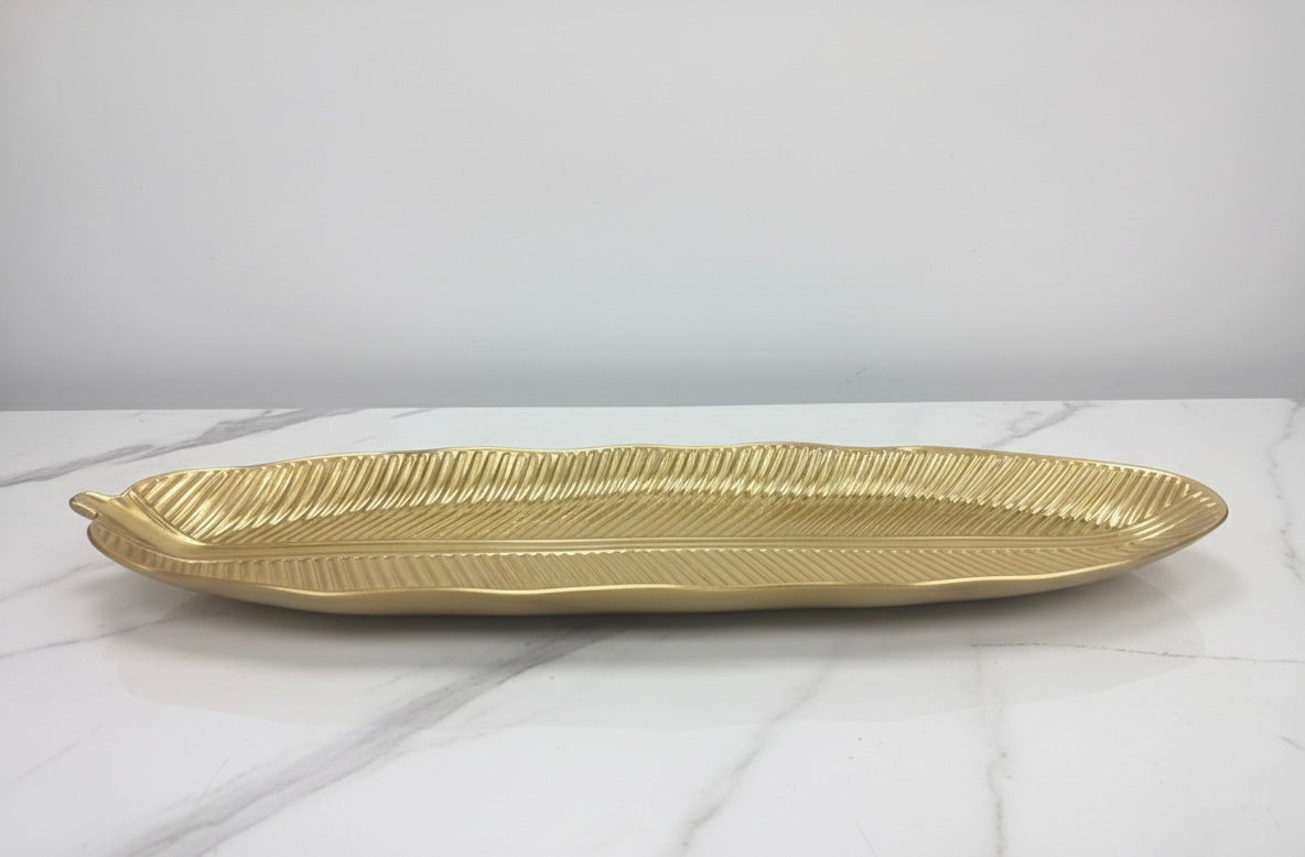 Elegant Tropical Banana Leaf Decorative Serving Platter – 20" x 6.5"