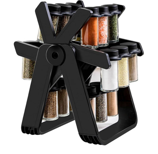 18-in-1 Rotating Spice Rack Organizer – Compact & Stylish Countertop Carousel