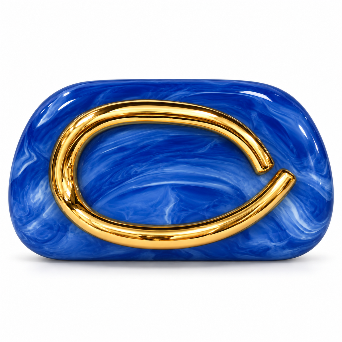 Marbled Hard-Shell Clutch Bag with Gold Handle & Chain Strap