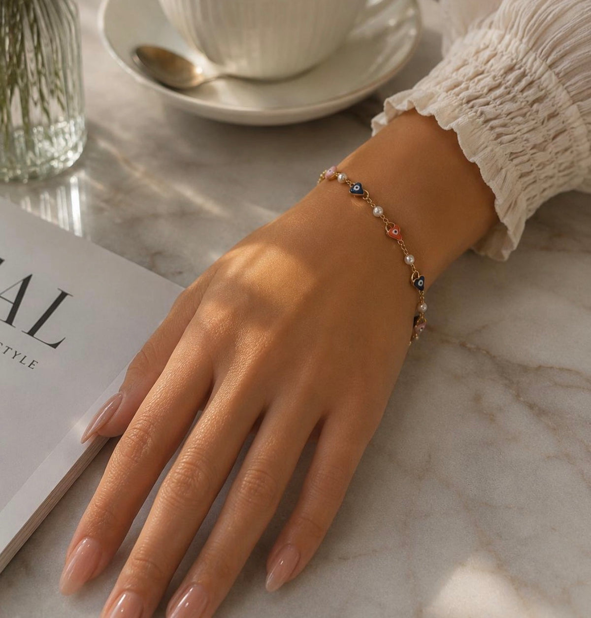 Elegant Gold Charm Anklet & Hand Bracelet for Women | Adjustable 2-in-1 Jewelry