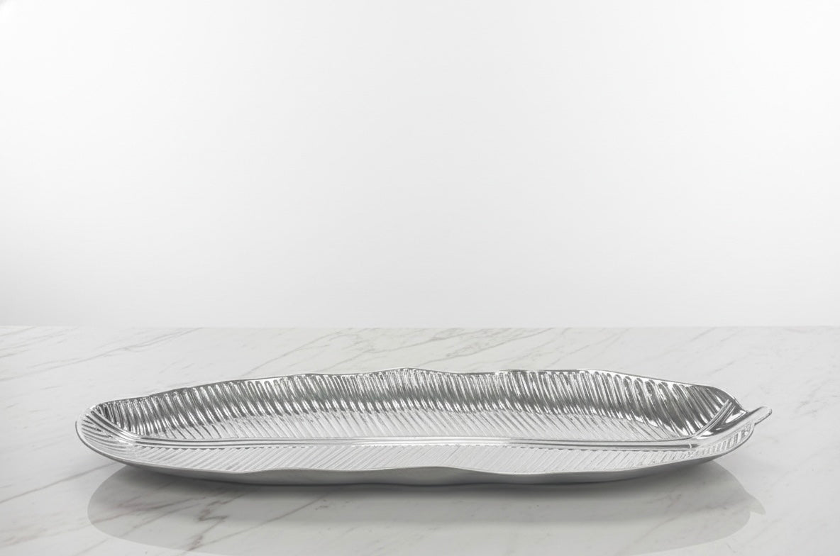 Elegant Tropical Banana Leaf Decorative Serving Platter – 20" x 6.5"