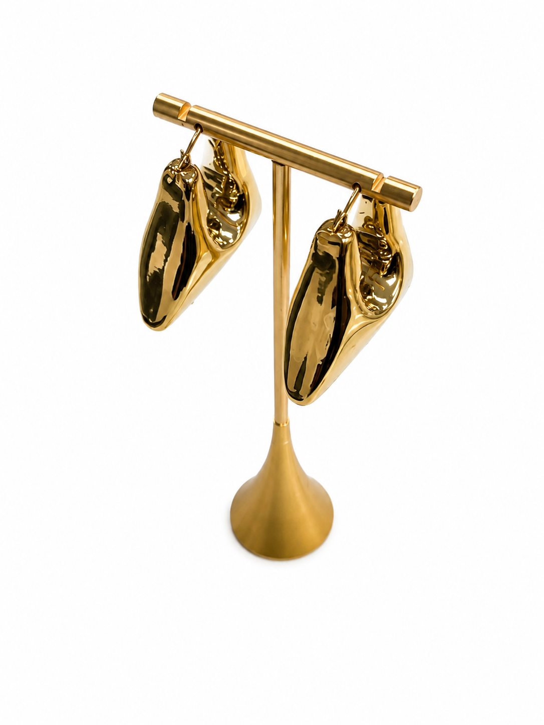Sculptural Gold-Tone Teardrop Hoop Earrings #7