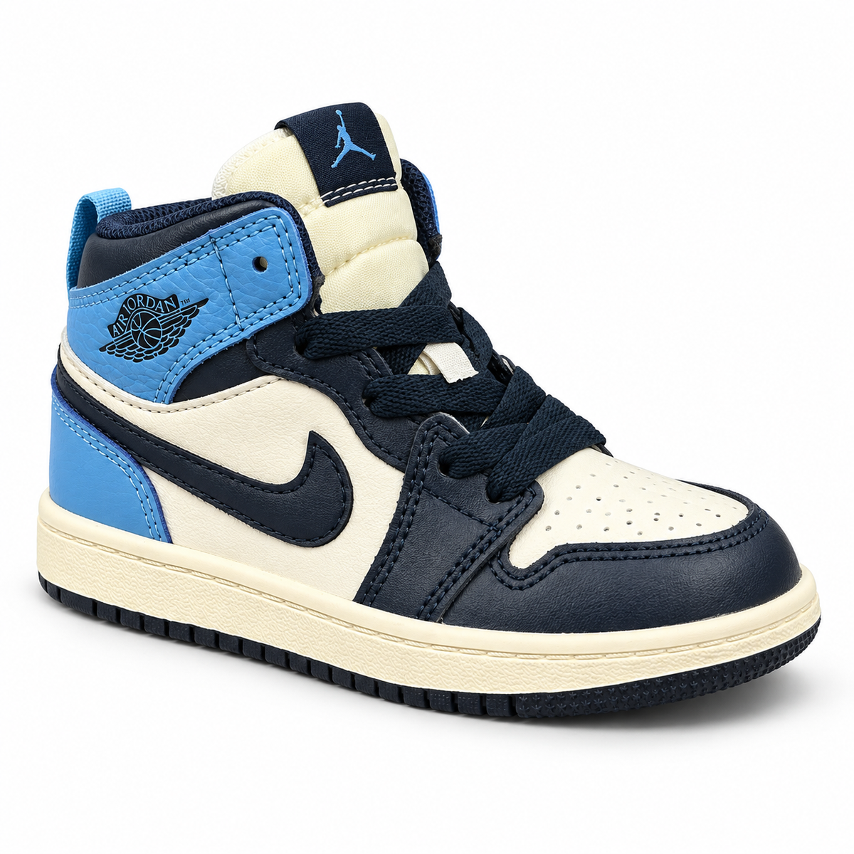 Air Jordan 1 Retro High GT Kids Sneakers – Obsidian/Beige/White/Jade – Size 9C