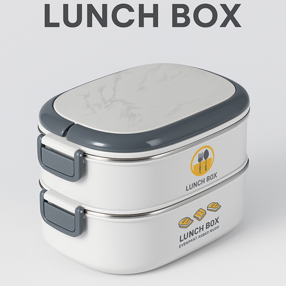Stainless Steel 2-Layer Lunch Box – 420 + 720ml Thermal Design | Compact, Durable, BPA-Free