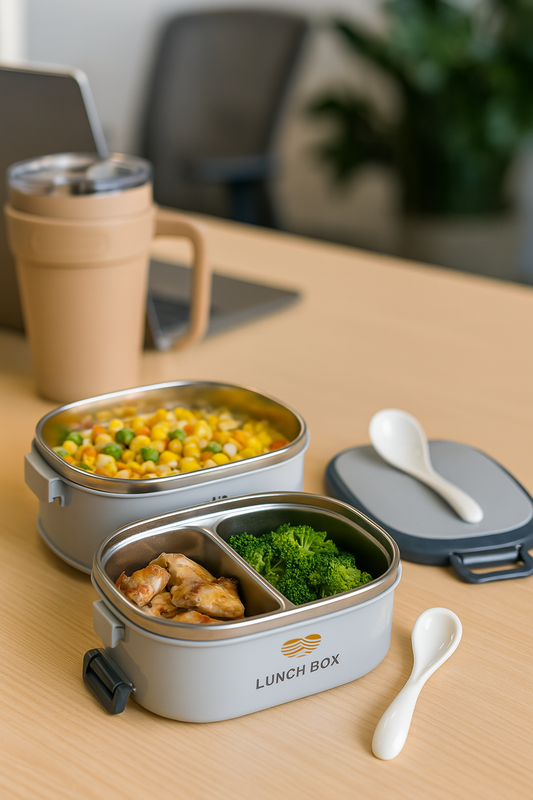 Stainless Steel 2-Layer Lunch Box – 420 + 720ml Thermal Design | Compact, Durable, BPA-Free