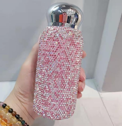 Mini 220ml Luxury Rhinestone Thermal Bottle Compact Bling Insulated Water Cup