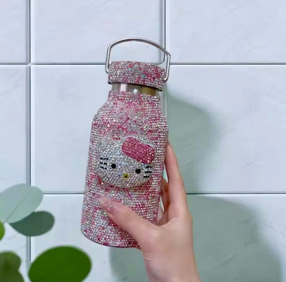 Hello Kitty Luxury 350ml Rhinestone Insulated Cup – Bedazzled Kawaii Portable Bottle