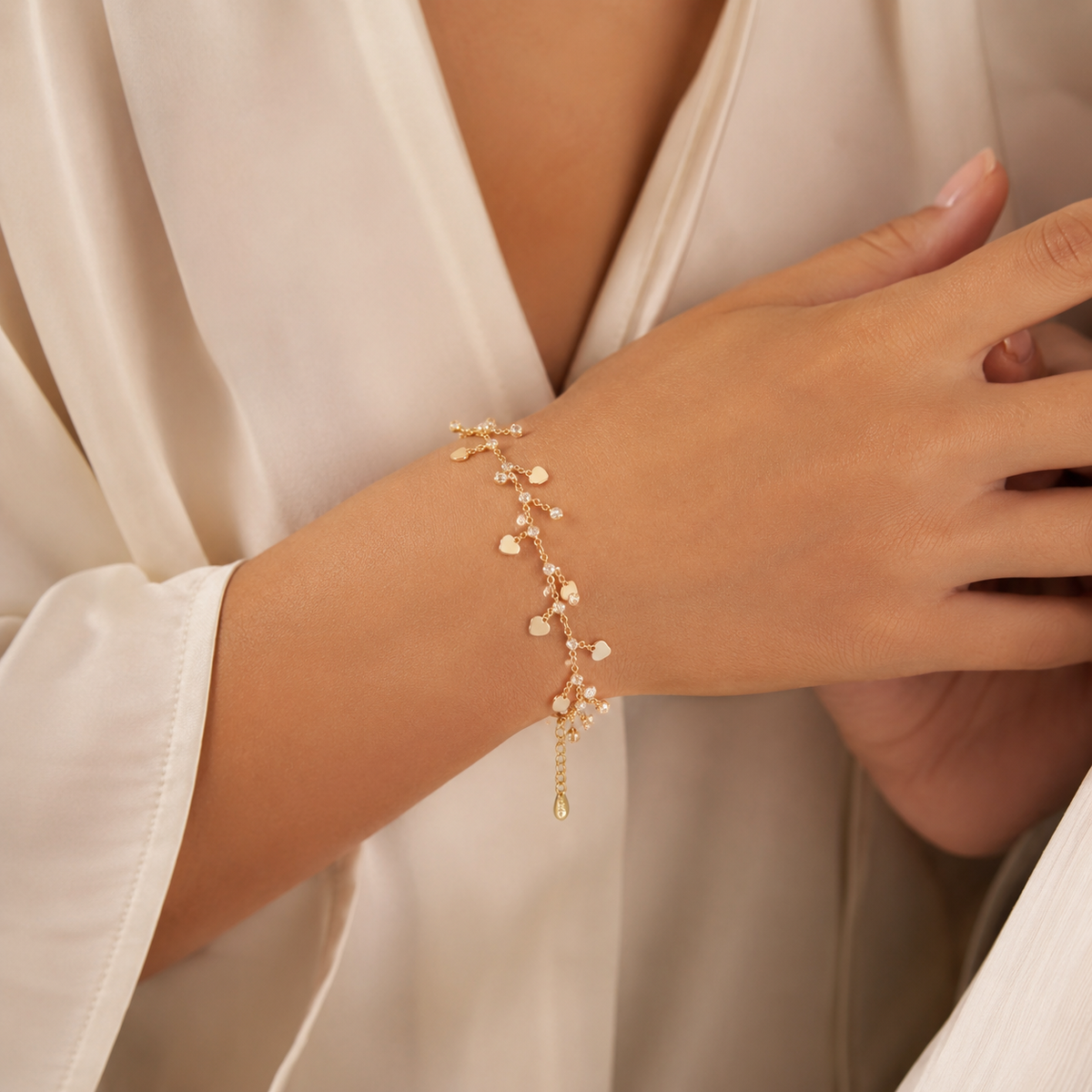 Elegant Gold Charm Anklet & Hand Bracelet for Women | Adjustable 2-in-1 Jewelry