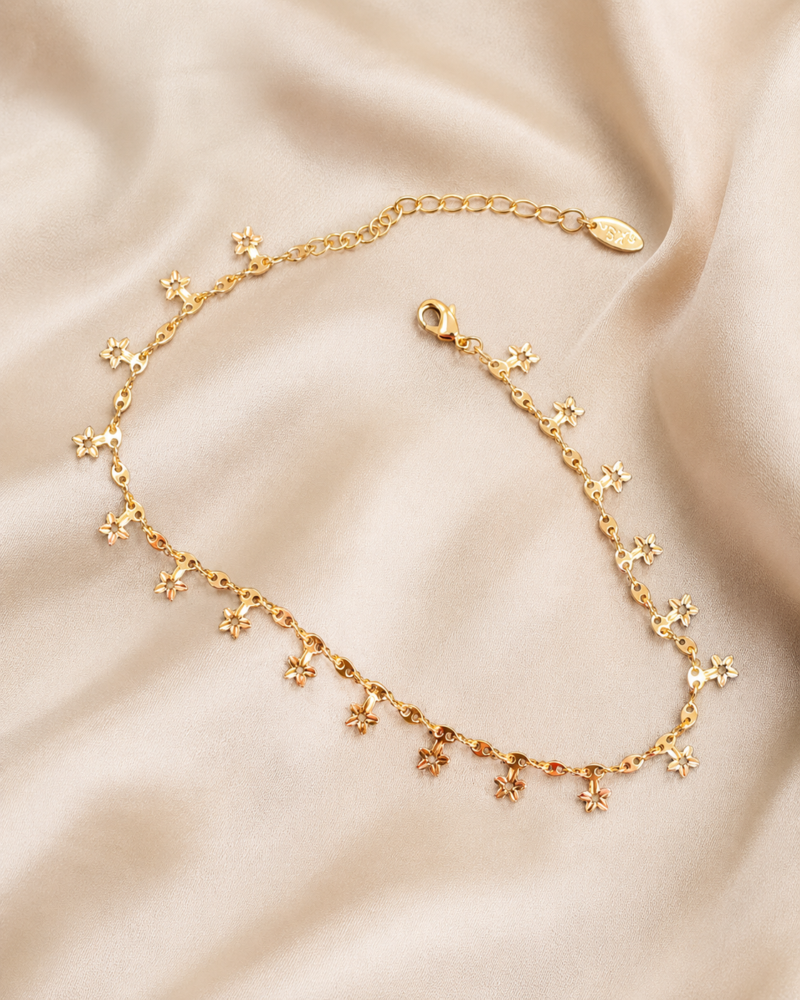 Elegant Gold Charm Anklet & Hand Bracelet for Women | Adjustable 2-in-1 Jewelry