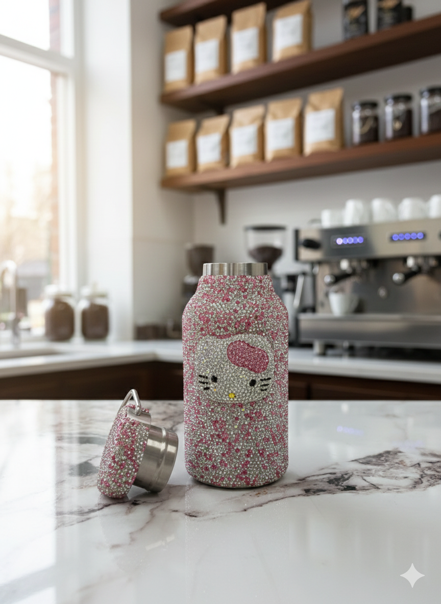 Hello Kitty Luxury 350ml Rhinestone Insulated Cup – Bedazzled Kawaii Portable Bottle