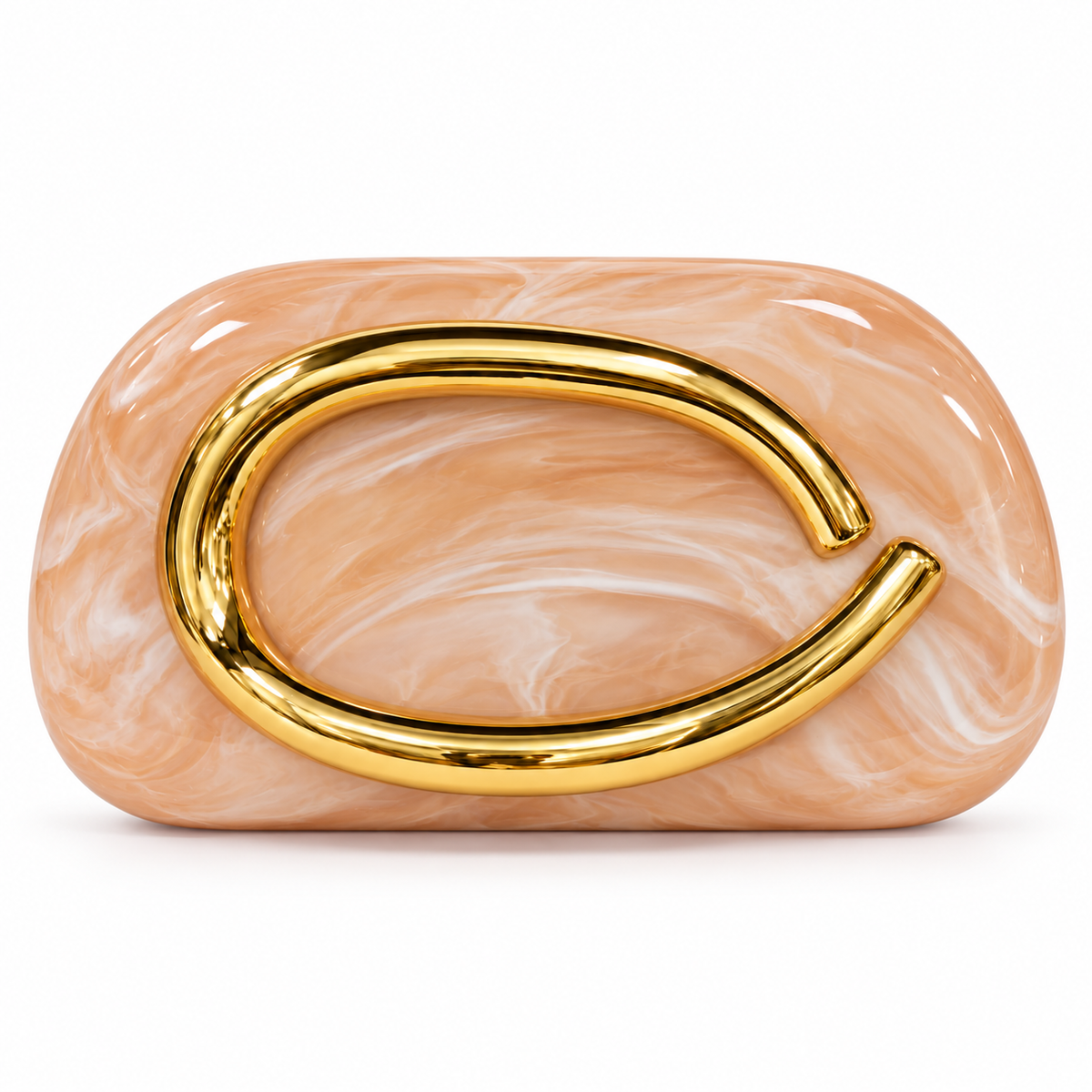 Marbled Hard-Shell Clutch Bag with Gold Handle & Chain Strap