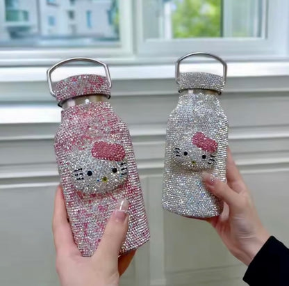 Hello Kitty Luxury 350ml Rhinestone Insulated Cup – Bedazzled Kawaii Portable Bottle