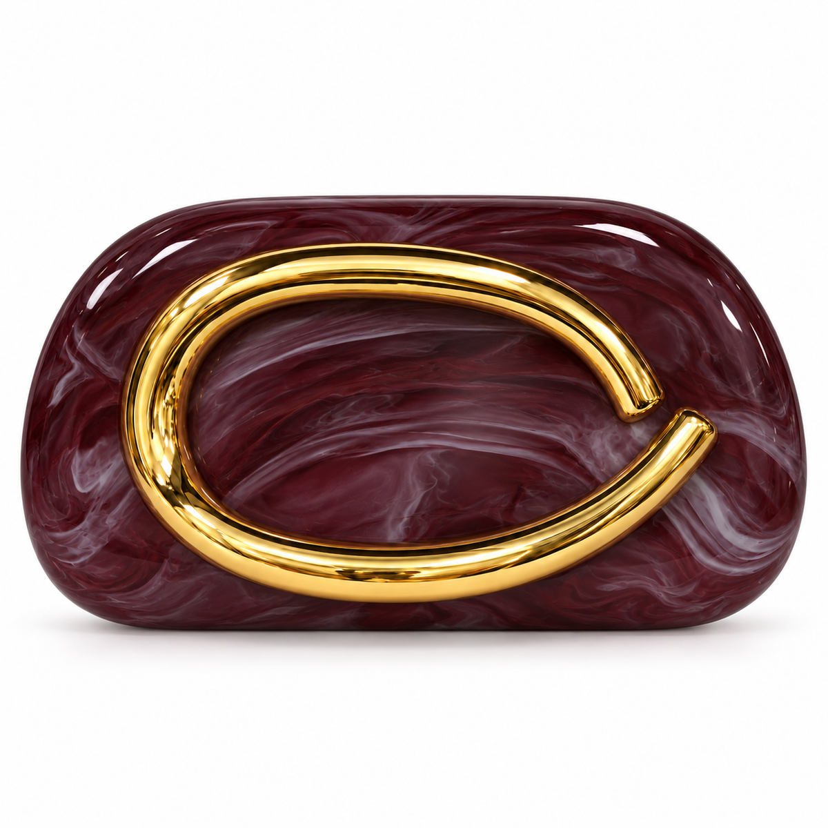 Marbled Hard-Shell Clutch Bag with Gold Handle & Chain Strap