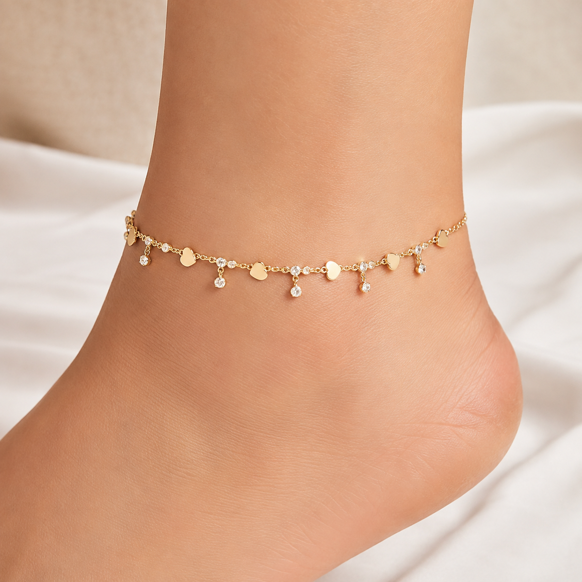 Elegant Gold Charm Anklet & Hand Bracelet for Women | Adjustable 2-in-1 Jewelry