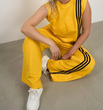 Activewear Jumpsuit with Striped Details