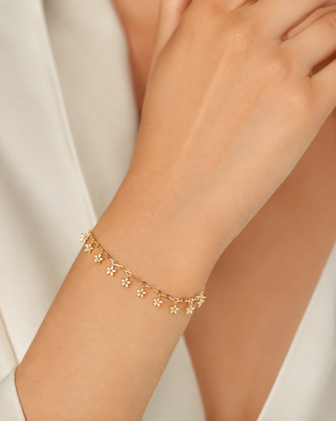 Elegant Gold Charm Anklet & Hand Bracelet for Women | Adjustable 2-in-1 Jewelry
