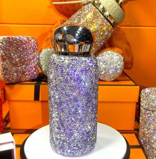 Mini 220ml Luxury Rhinestone Thermal Bottle Compact Bling Insulated Water Cup