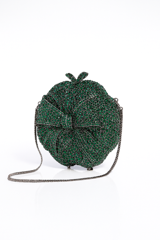 Luxury Green Crystal Pumpkin Clutch Bag